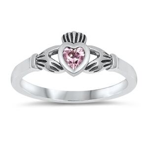 Sterling Silver & Cubic Zirconia Claddagh Ring